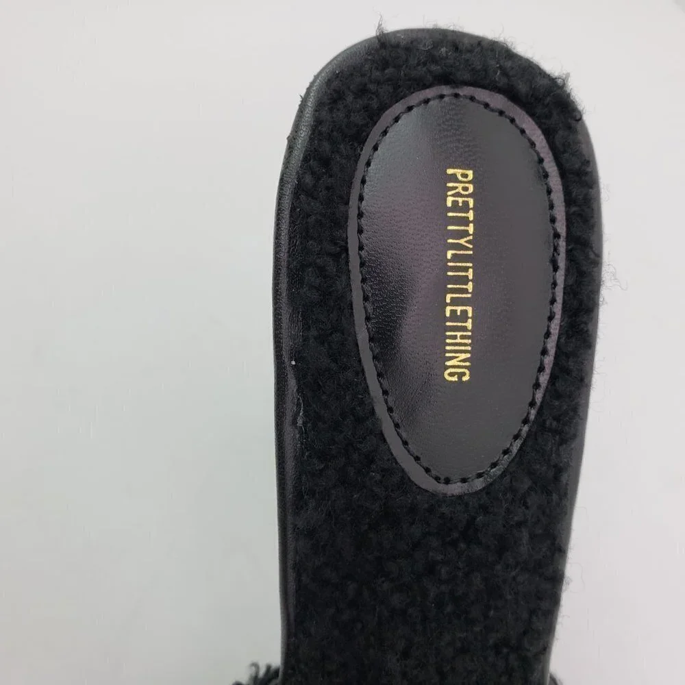 Pretty Little Thing Womens Size UK 4 US 6 Black Teddy Point Buckle 4.5